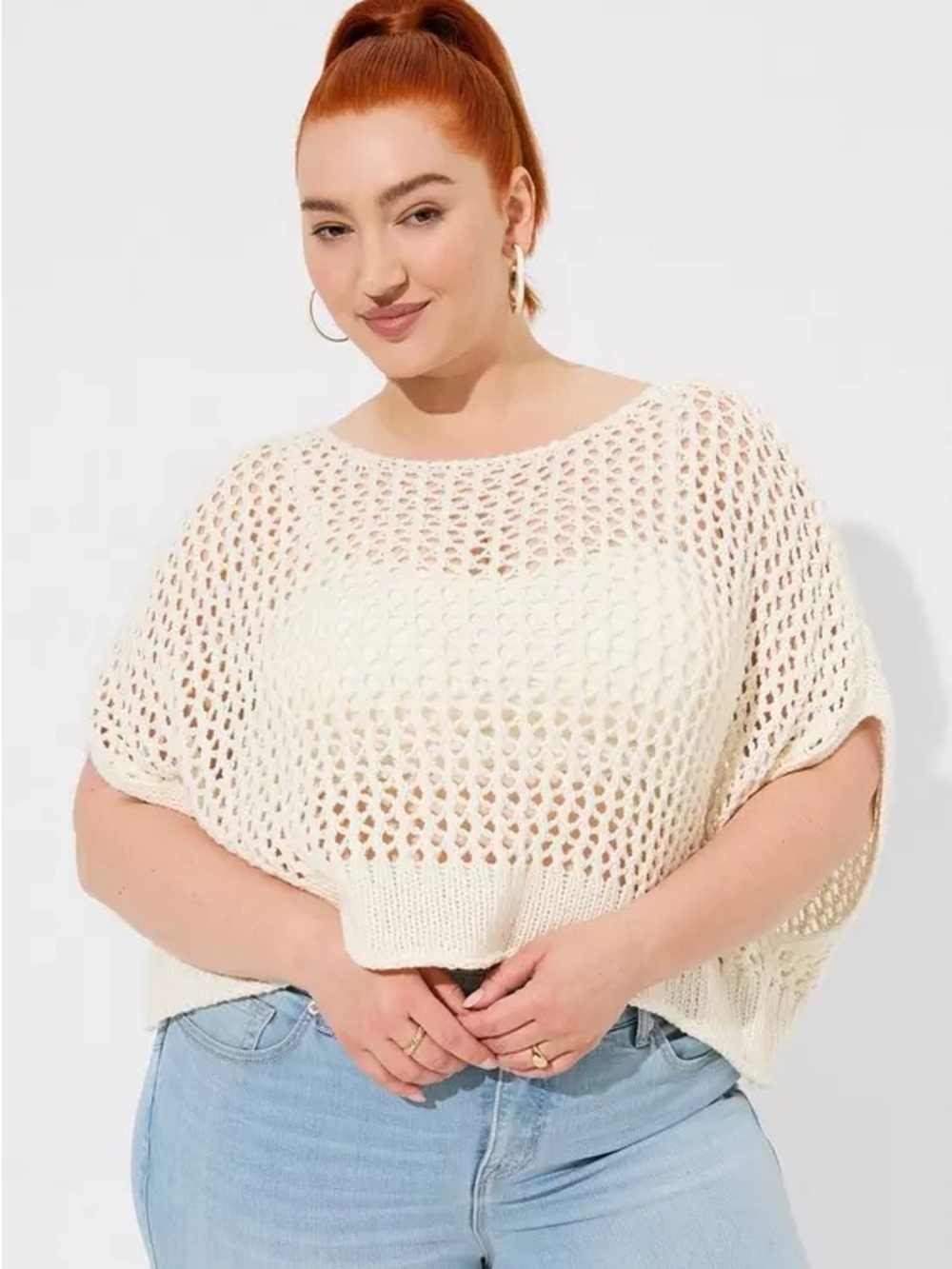 Torrid Open Stitch Pullover Oversized Cropped Sweater